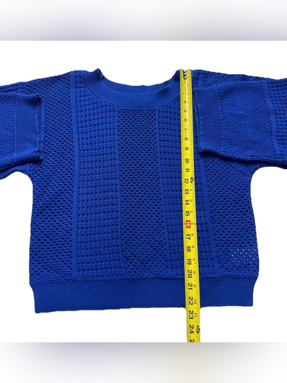Anthropologie MOTH Blue Open Knit Pullover Sweater M - Picture 6 of 9